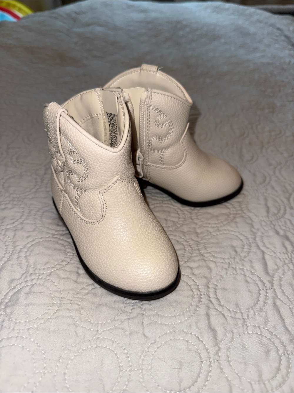 Kids Cream Western Zip Booties - Stylish baby Shoes